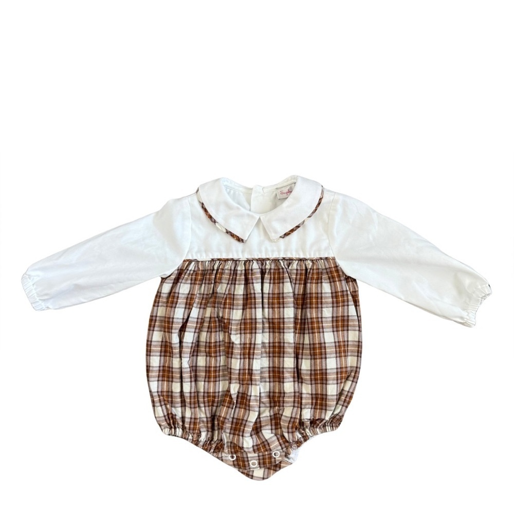 Sophia & Lucas Plaid Long Sleeve Bubble Romper 3M